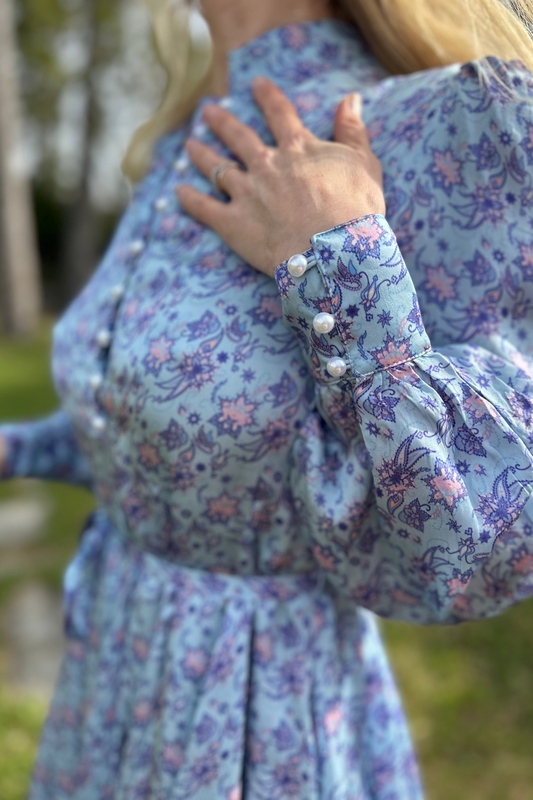 SIENNA SATIN DRESS - Blue