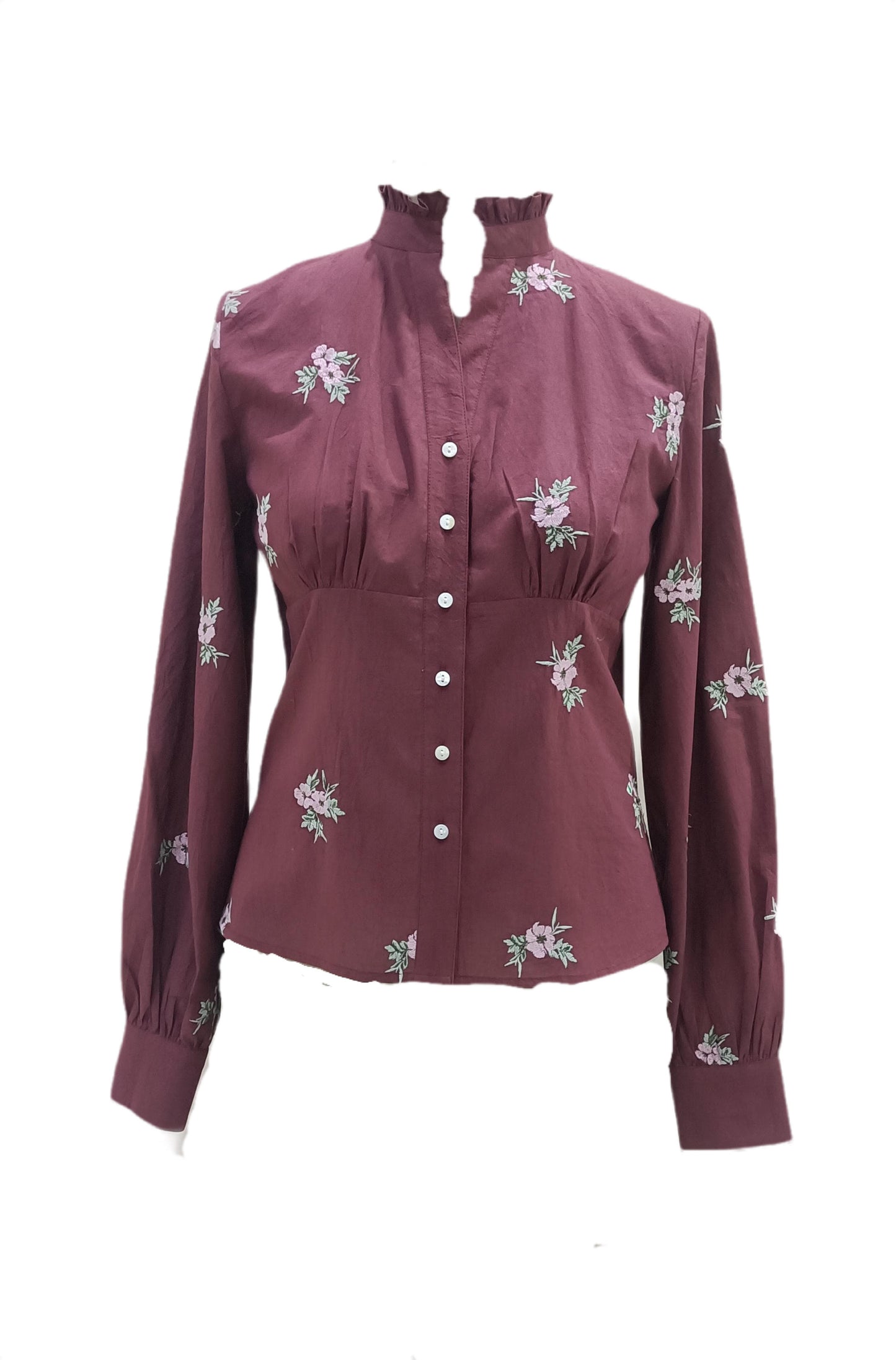 MARTHE EMBROIDERED BLOUSE - Burgundy
