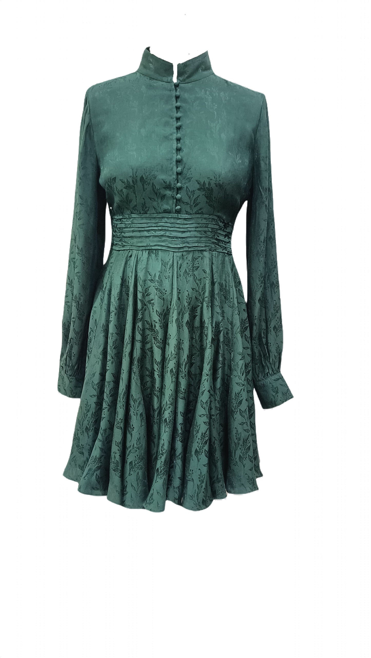 ELI JACQUARD DRESS - Dark Green
