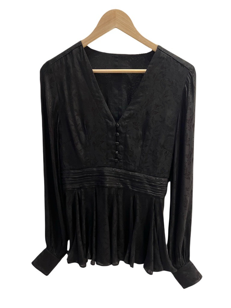 ELI JACQUARD BLOUSE - Black